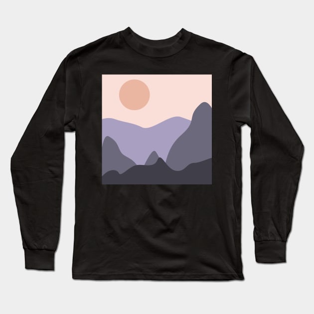 Retro Abstract Mountain and Desert at Dusk Vibes Long Sleeve T-Shirt by greenoriginals